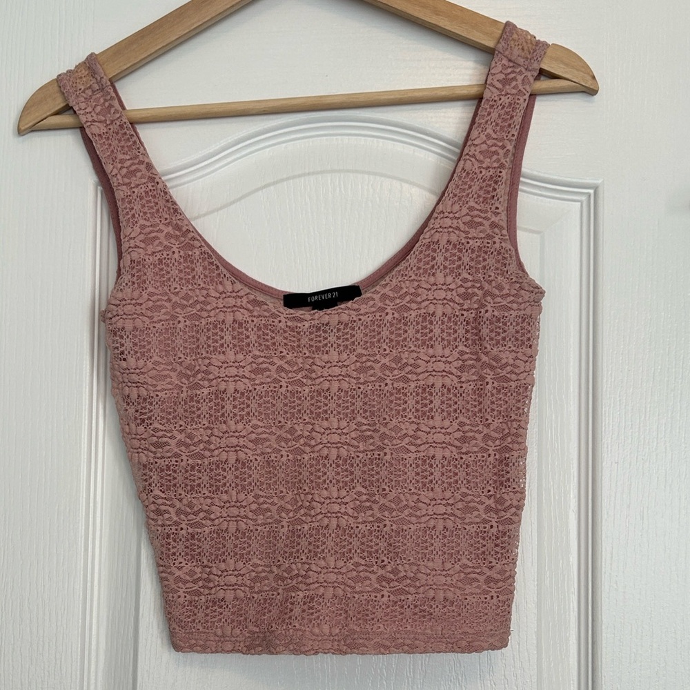⚡️Forever 21 Dusty Pink Lace Crop Top size small